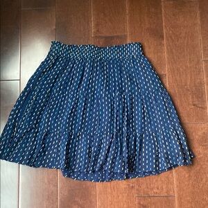 LOFT Navy Skater Skirt with Dotted Pattern